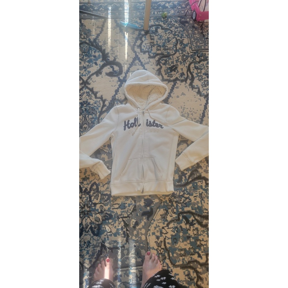 Hollister Vintage Faux Fur Lined Heavyweight Y2K Hoodie Zip Up Sz Med
